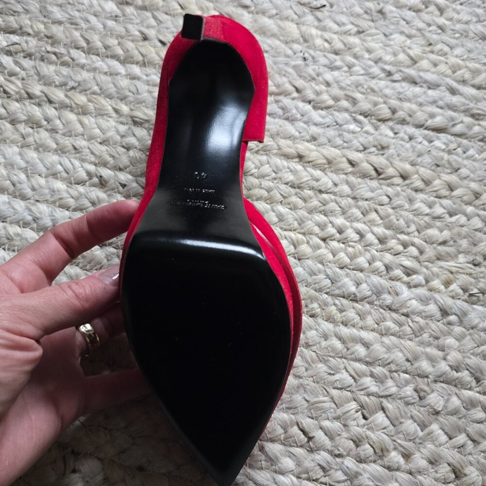 Red suede Saint Laurent stilletos - Picture 5 of 8